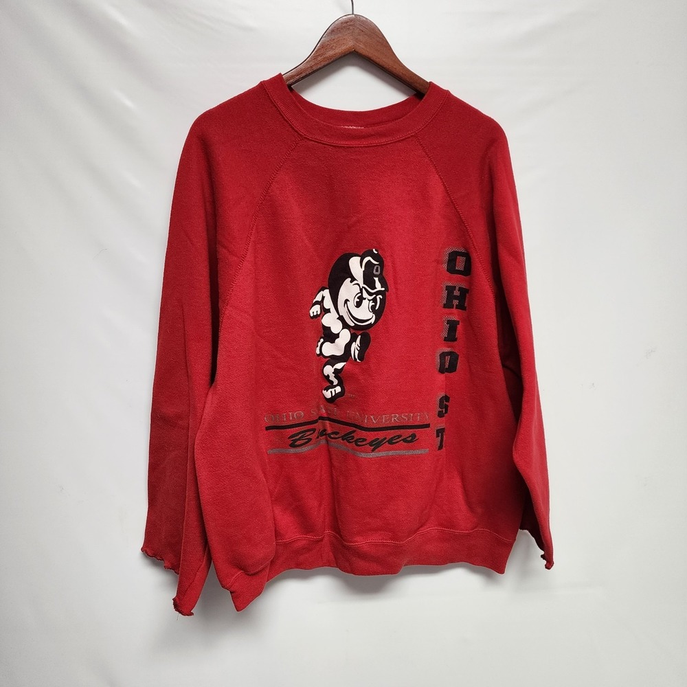 Vintage Ohio State Buckeyes Crewneck Sweatshirt 90s Brutus Mascot Red 2XL‎ RARE